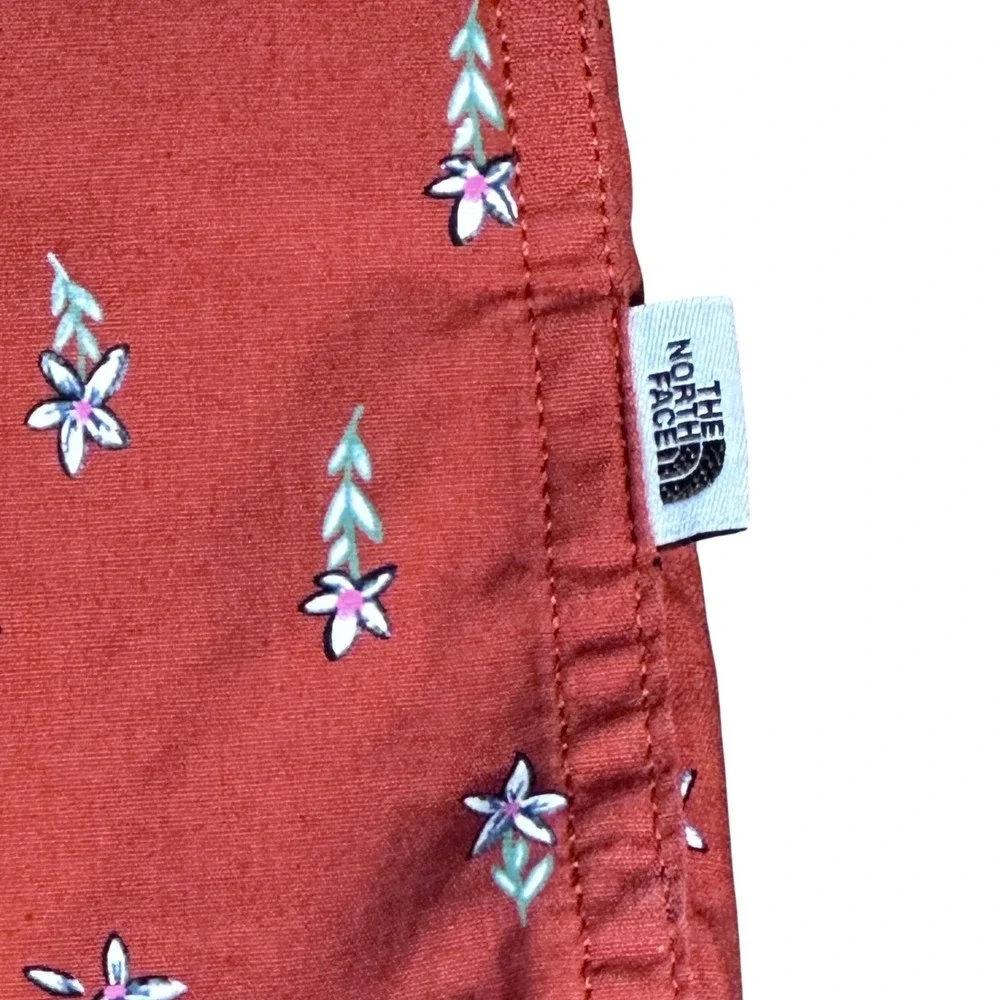 The North Face Button Up‎ Shirt Mens Large Orange Floral Short Sleeve NF0A55ND